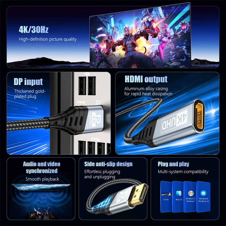 4K30Hz Display Port to HDTV Ad - Laptop Accessories Display reseña y precio