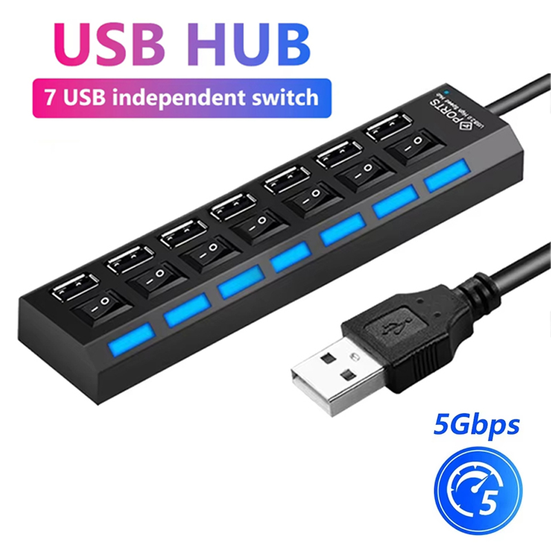7 Port USB 2.0 Hub Splitter Fo - Laptop Accessories For Office reseña y precio